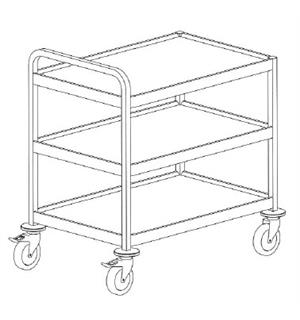 Trillebord 3-plans 850x550mm Kraftig utførelse i rustfritt stål 